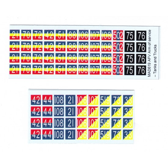 1/35 Vietnam Arm of Service Signs for Tanks & Trucks (water-slide decals)