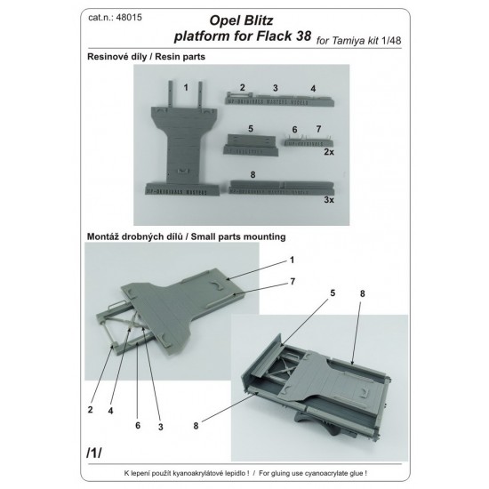 1/48 Opel Blitz FlaK38 Platform Conversion set for Tamiya German 3t 4x2 Cargo Truck