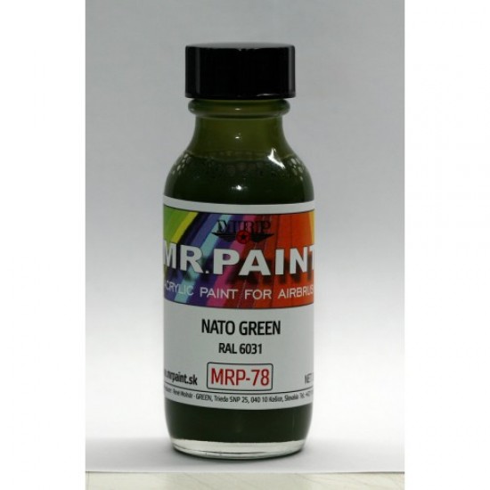 Mr. Paint Acrylic Lacquer Paint NATO Green (RAL 6031) 30ml BNA