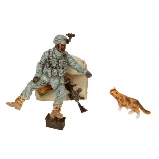 1/35 American Soldier with Cat (figure + base)