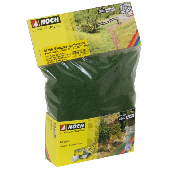 Wild Grass (dark green, 6mm, 50g) For O,HO,TT,N Scale