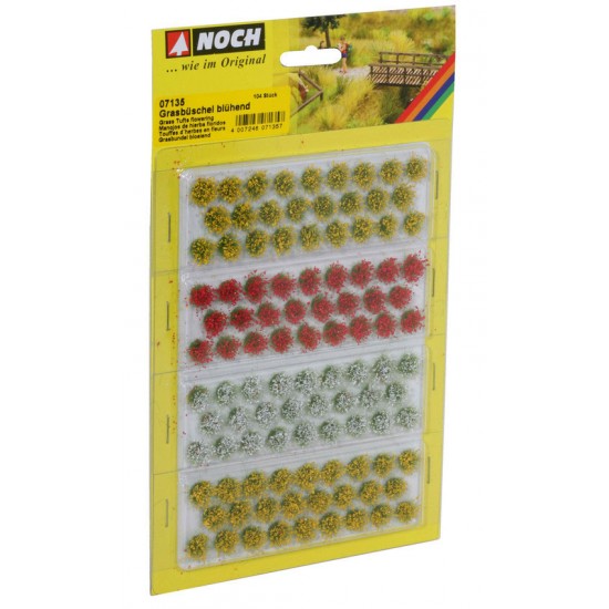Grass Tufts "Flowering" (yellow, red, white, 104pcs, 6 mm)