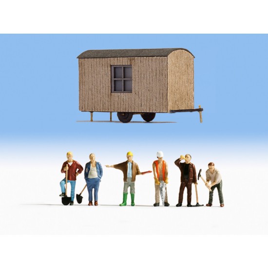 HO Scale Construction Site (building & figures)