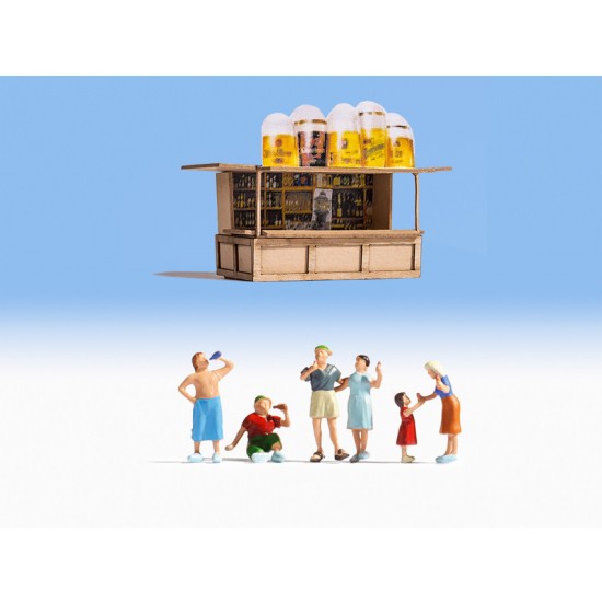 HO Scale At the Kiosk (building & figures)