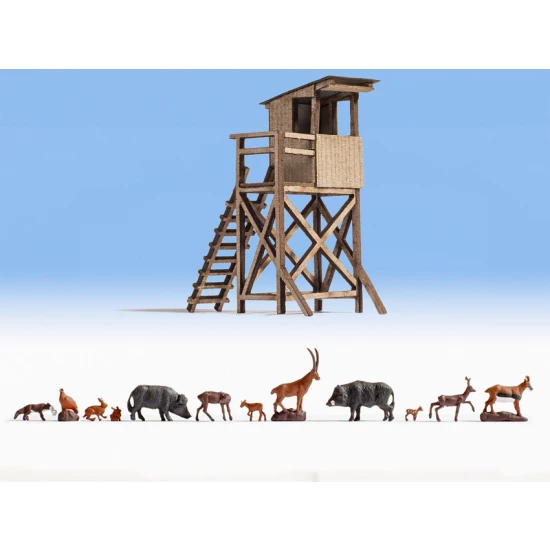 HO Scale In the Forest (building & animal)