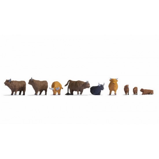 HO Scale Highland Cattle (9 cows)
