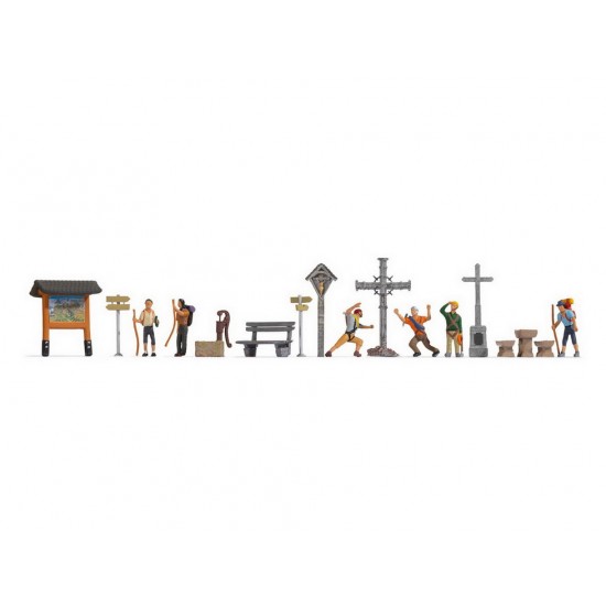 HO Scale Themed Figures Set "In the Mountains" (6 figures w/acc)