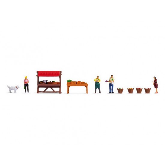 HO Scale Themed Figures Set "Vegetable Stall"