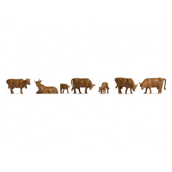 HO Scale Brown Cows (7pcs)