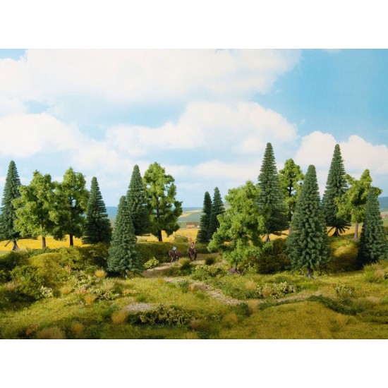 HO,TT Scale Mixed Forest (8pcs, 100-140mm high)