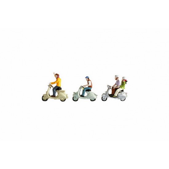 N Scale Scooter Drivers Assembled and Painted Miniatures