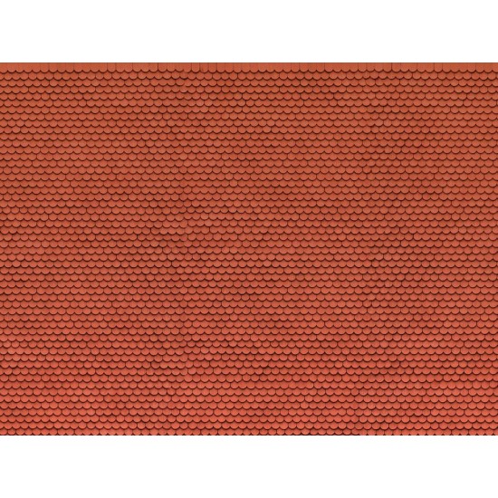 HO Scale Plain Tile Red (3D Cardboard Sheet, 250 x 125mm)
