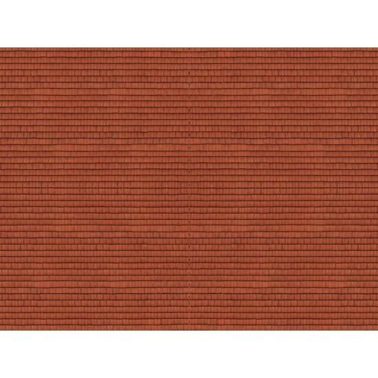 N Scale "Roof Tile" Red (3D Cardboard Sheet, 250 x 125mm)