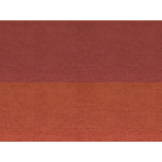 N Scale "Plain Tile" Red (3D Cardboard Sheet, 250 x 125mm)