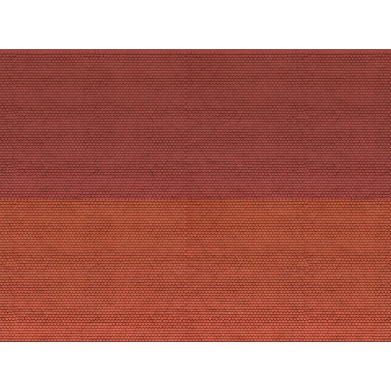 N Scale "Plain Tile" Red (3D Cardboard Sheet, 250 x 125mm)
