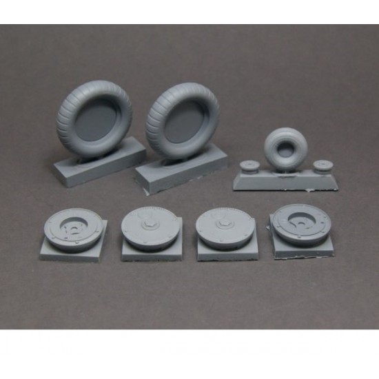 1/24 Bf-109 G-6 Wheels Set (Main Disk Type 1 with Ribs) Tread Main