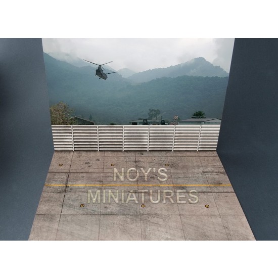 1/48 South East Asia US Airfield Tarmac Set with Backdrop (2 sheets, Size: 395 x 280mm)