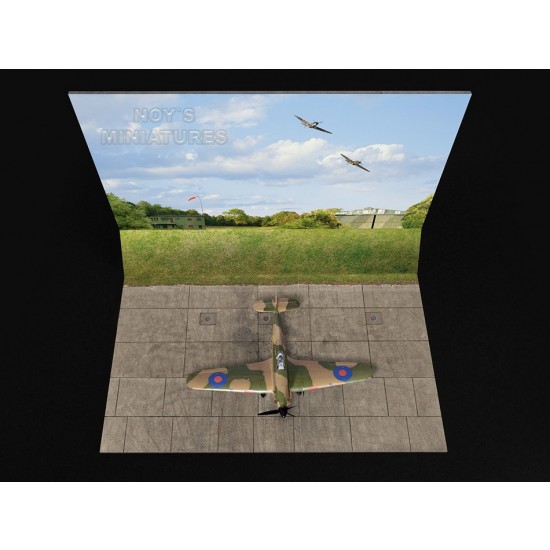 1/48 Airfield Tarmac Sheet: Battle of Britain Airfield Set #2 Grass Wall w/3D Component