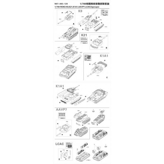 1/700 ROKS K9,K21,K1A1,AAVP7,LCAC (2 Sets: Resin+PE+Metal Parts)