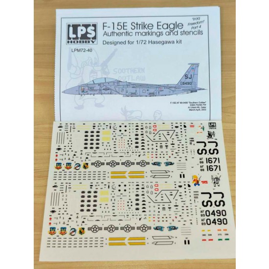 1/72 Iraq #4 F-15E Strike Eagle Markings & Stencils Decals for Hasegawa kits