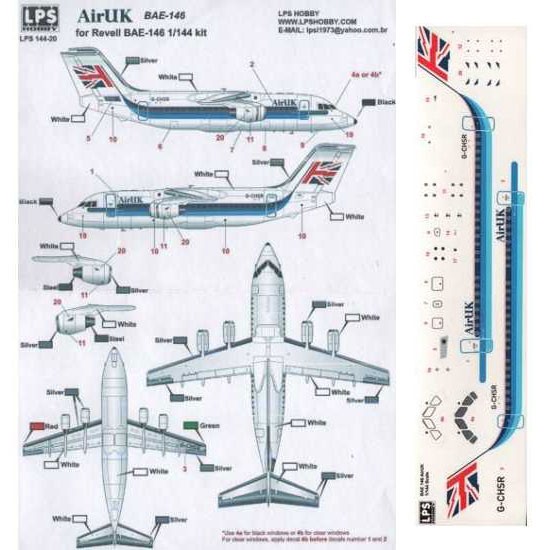 1/144 British Aerospace BAe 146 Decals for Revell kits
