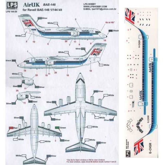 1/144 British Aerospace BAe 146 Decals for Revell kits
