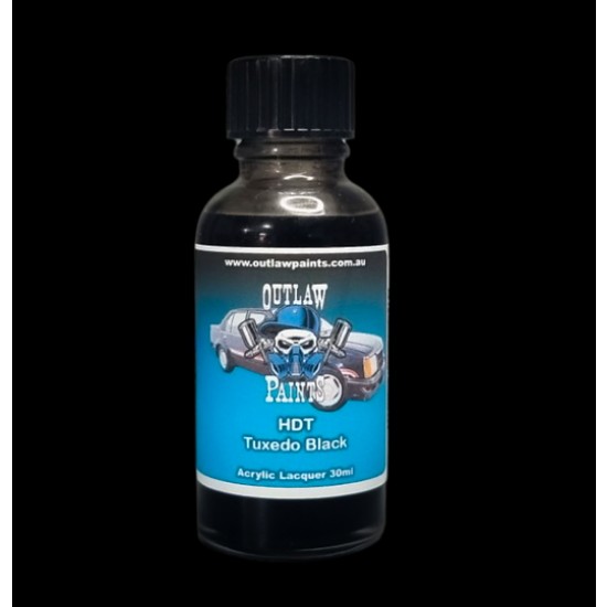 Acrylic Lacquer Paint - Solid Colour HDT Tuxedo Black (30ml)