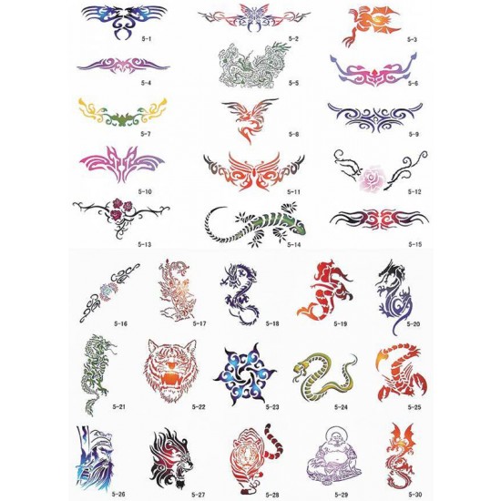 Airbrush Tattoo Stencil Design Book No.2 (30 Large Designs)