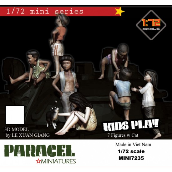 1/72 Vietnam War Civilian 'Kids Play' (7 figures and 1 cat)