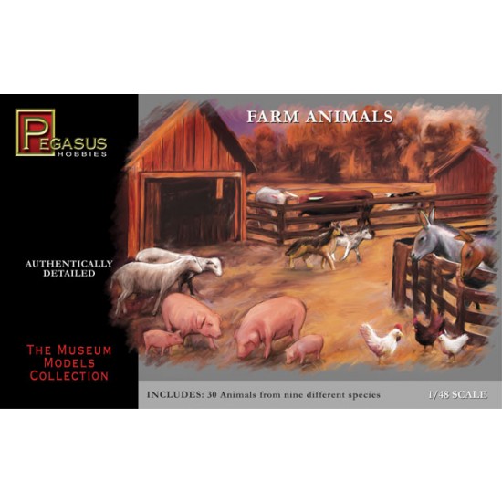 1/48 Farm Animals Set (30 Animals from 9 Different Species)