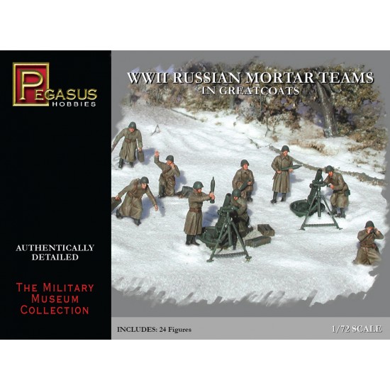 1/72 WWII Russian Mortar Teams in Greatcoats (24 Figures)