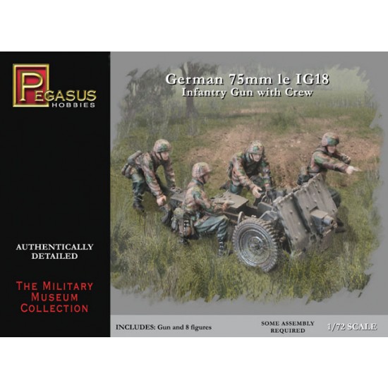 1/72 German 75mm Ie IG18 Infantry Gun w/Crew (8 Figures w/Gun)