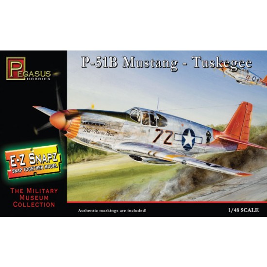 1/48 North-American P-51B Mustang Tuskegee Airmen w/Markings (Snap Together)