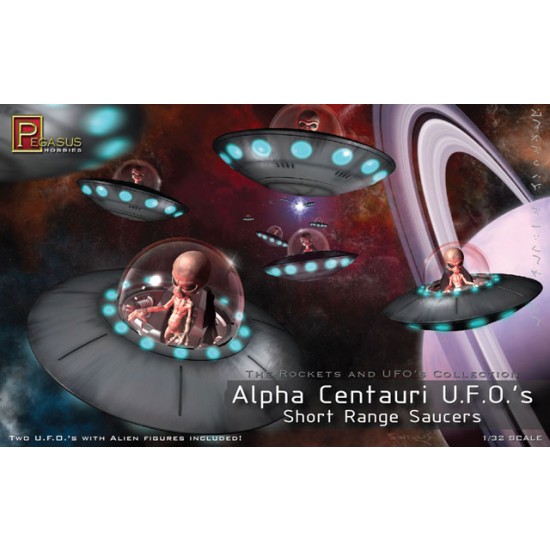 1/32 Alpha Centauri UFO's Short Range Saucers (2 UFO w/Alien Figures)