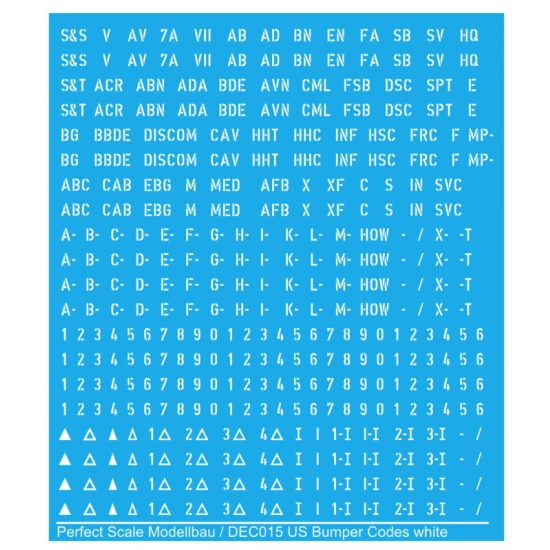 Decal for 1/35 US Bumper Codes #White with 1.5mm Small Letters