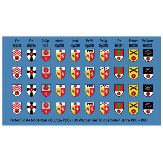 Decals for 1/35 Btl Wappen PzBrig 21 1980-1990