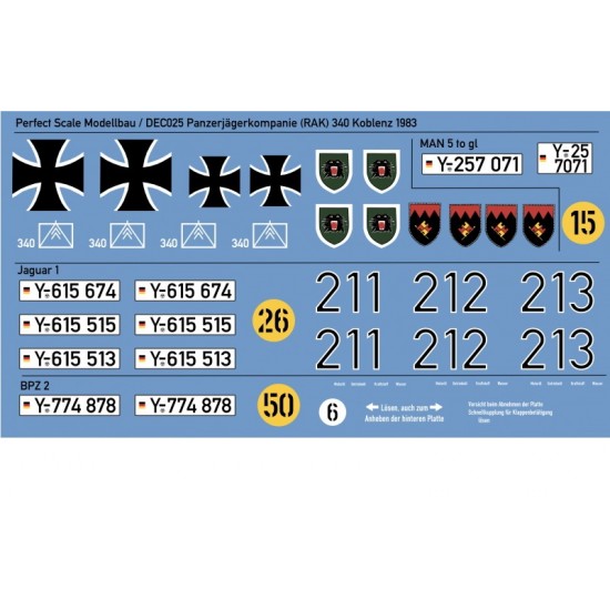 Decal for 1/35 Panzerjagerkompanie 340 (RAK) Koblenz 1982
