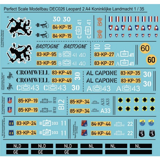 Decals for 1/35 Leopard 2 A4 Koninklijke Landmacht