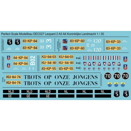 Decals for 1/35 Leopard 2 A5 / A6 NL Koninklijke Landmacht