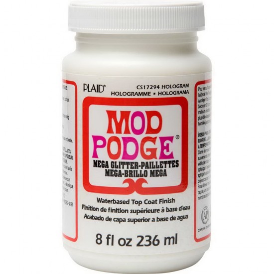 Waterbased Top Coat Finish - Mod Podge Mega Glitter #Hologram (8oz/236ml)