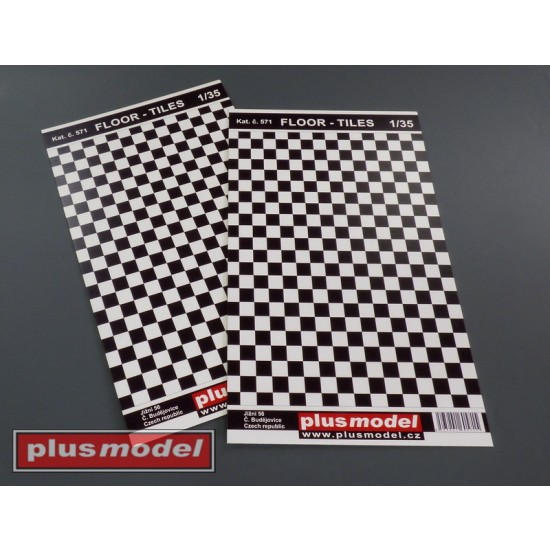 1/35 Floor - Tiles Black and White (190x130mm)