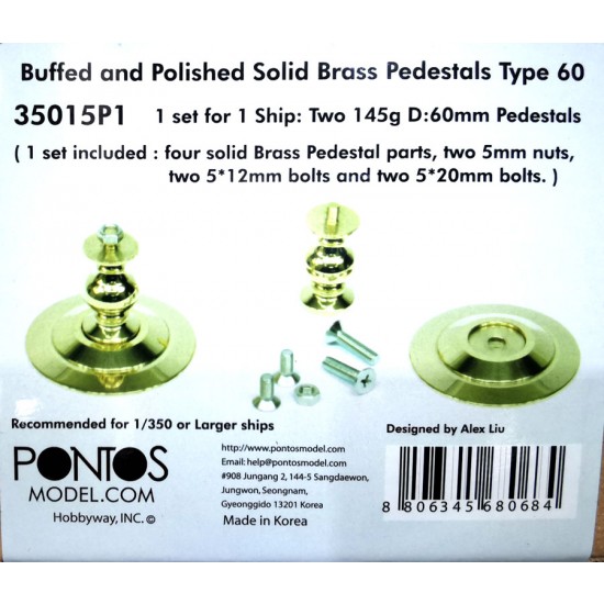 Buffed and Polished Solid Brass Pedestals Type 60