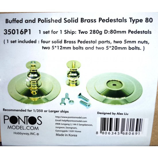Buffed and Polished Solid Brass Pedestals Type 80