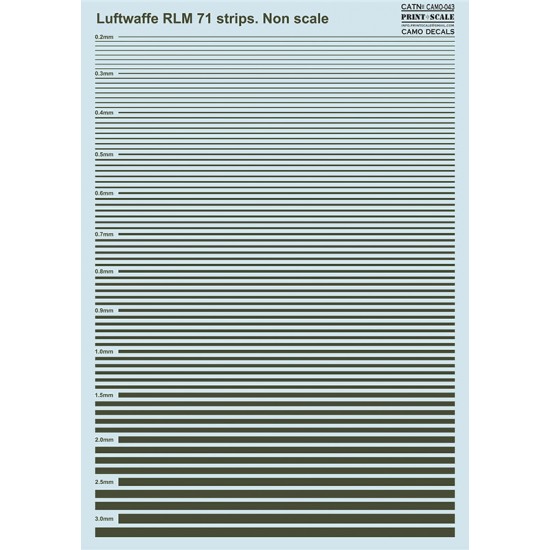 Decals for Non Scale Luftwaffe RLM 71 Strips