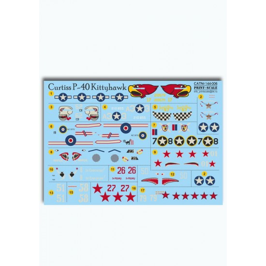 1/144 Curtiss P-40 Kittyhawk Decals