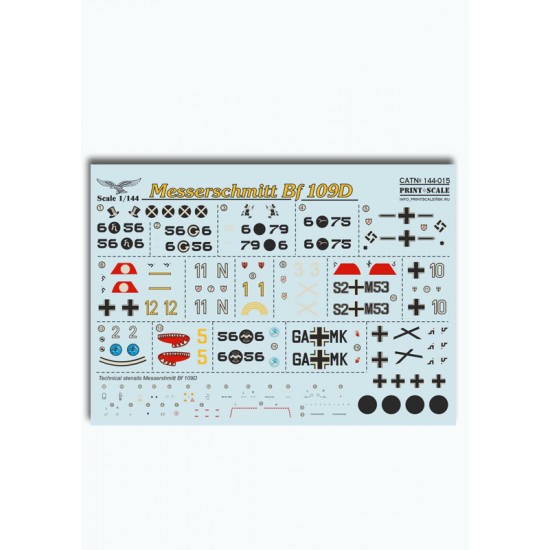 1/144 Wet Decals - Messerschmitt Bf 109D