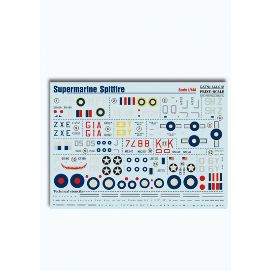 1/144 Wet Decals - Supermarine Spitfire