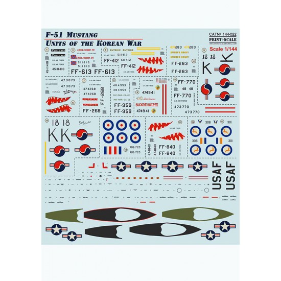Decals for 1/144 Korean War F-51 Mustang