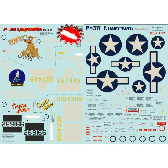 1/32 Lockheed P-38 Lightning Decals Part 2