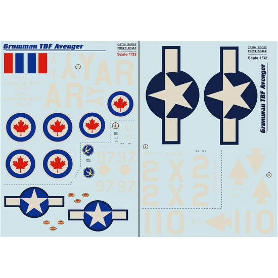 Decals for 1/32 Grumman TBF Avenger